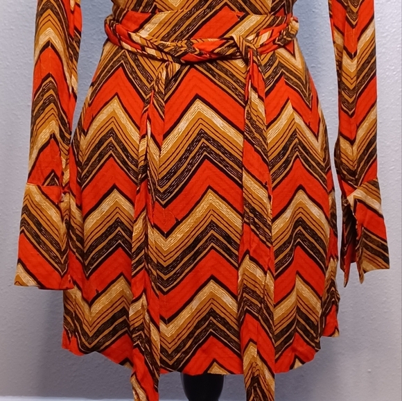 Free People Alistair Retro Chevron Sz XS Button Down Front Shirt Mini Dress - Picture 7 of 13